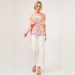 And The Why Square Neck Tiered Paisley Printed Top